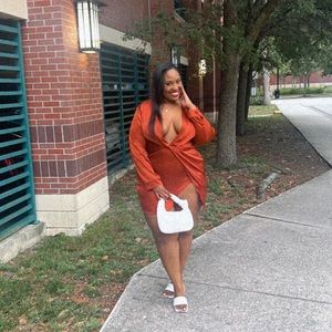 As shown. Low cut satin dress from SHEIN